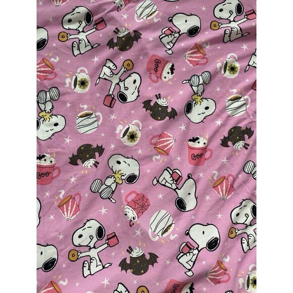2pc Halloween Snoopy Pajama PJ Set Shorts Women’s Sz XL Hot Cocoa Bats Pink NEW - Picture 14 of 15